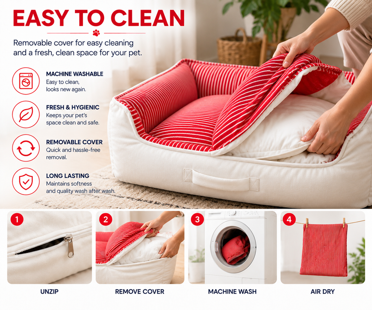NOOMi Premium Velvet Pet Bed for Dogs & Cats – Soft, Cozy, Washable & Anti-Skid
