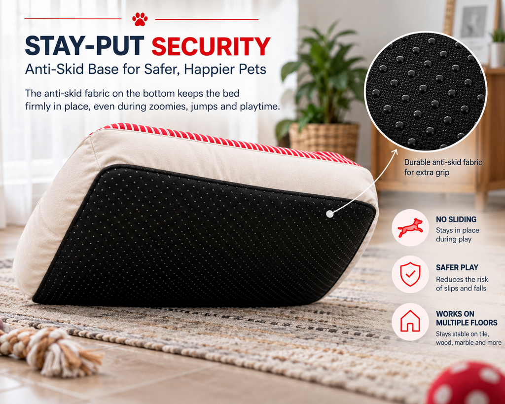 NOOMi Premium Velvet Pet Bed for Dogs & Cats – Soft, Cozy, Washable & Anti-Skid