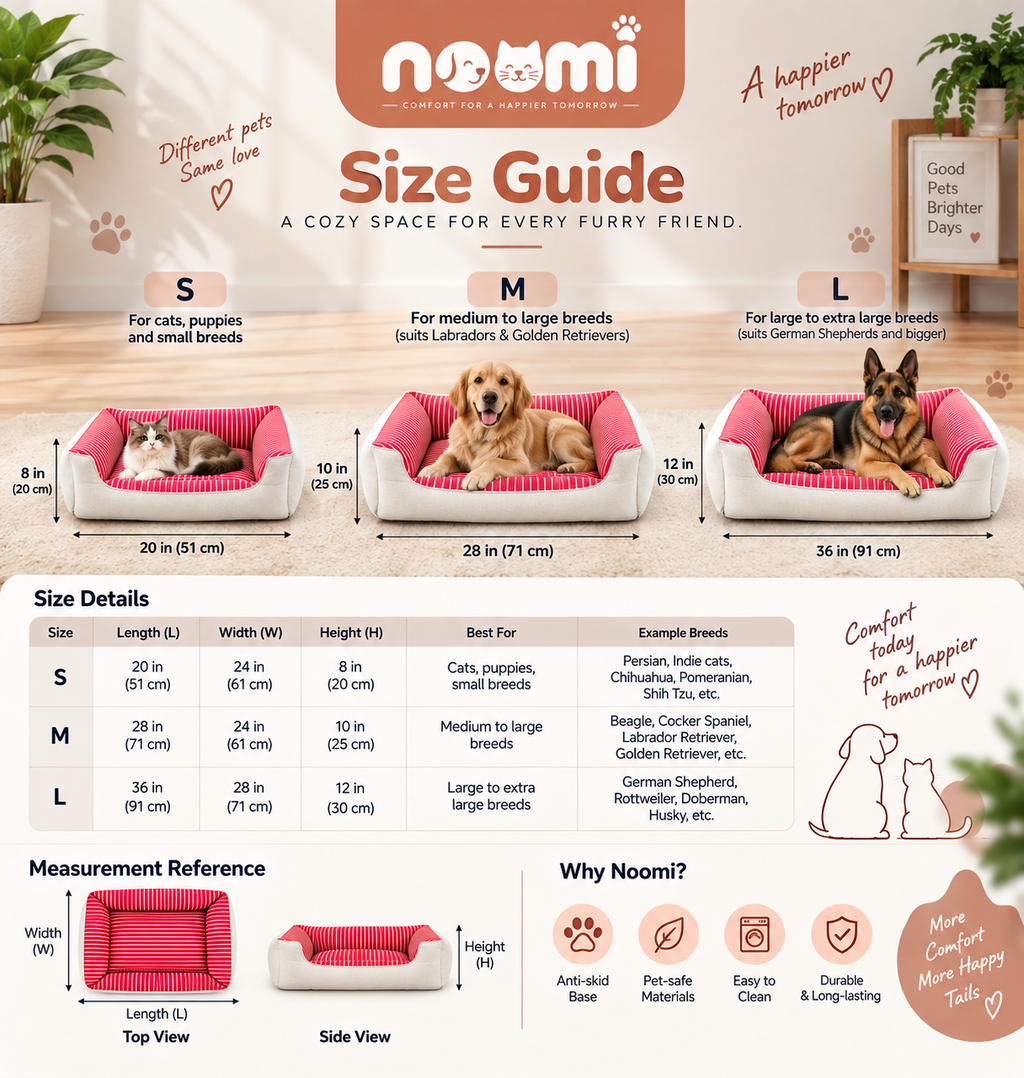 NOOMi Premium Velvet Pet Bed for Dogs & Cats – Soft, Cozy, Washable & Anti-Skid