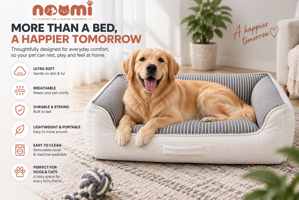 NOOMi Premium Velvet Pet Bed for Dogs & Cats – Soft, Cozy, Washable & Anti-Skid