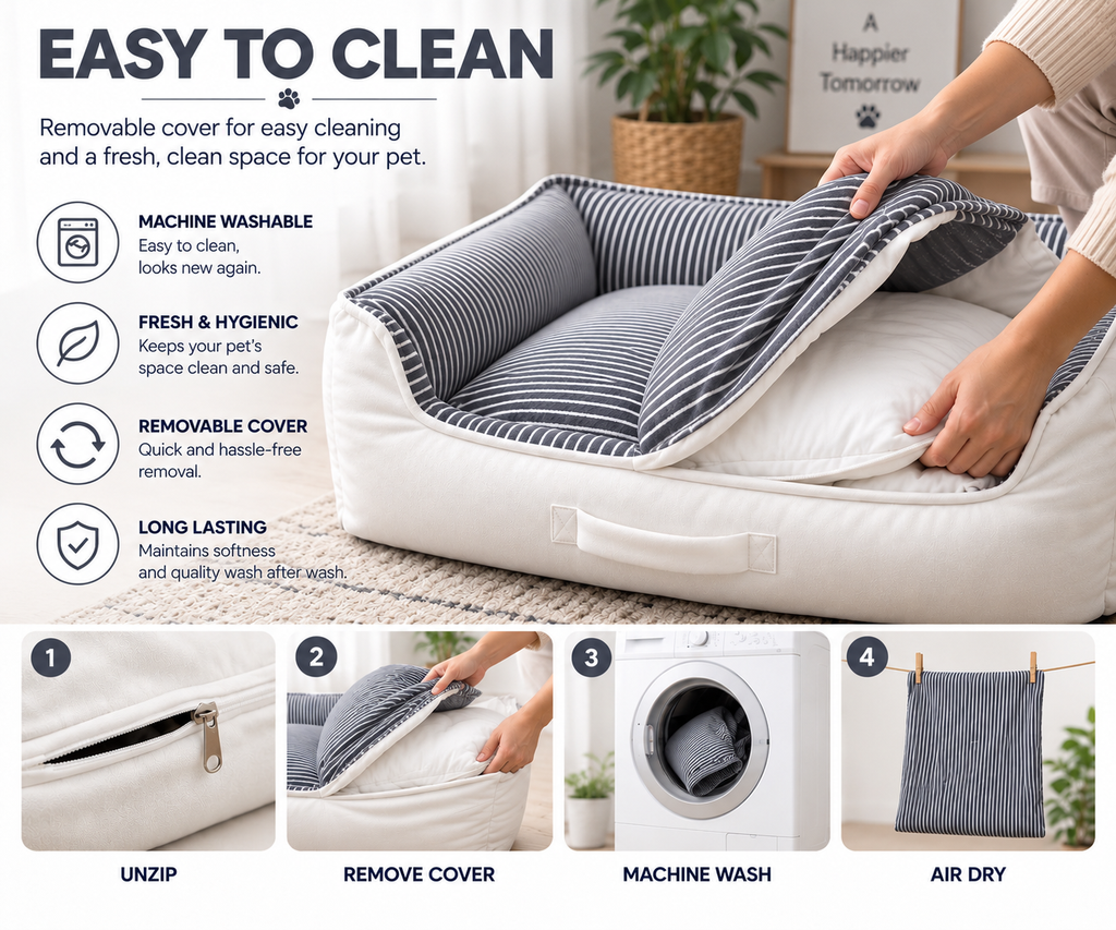 NOOMi Premium Velvet Pet Bed for Dogs & Cats – Soft, Cozy, Washable & Anti-Skid