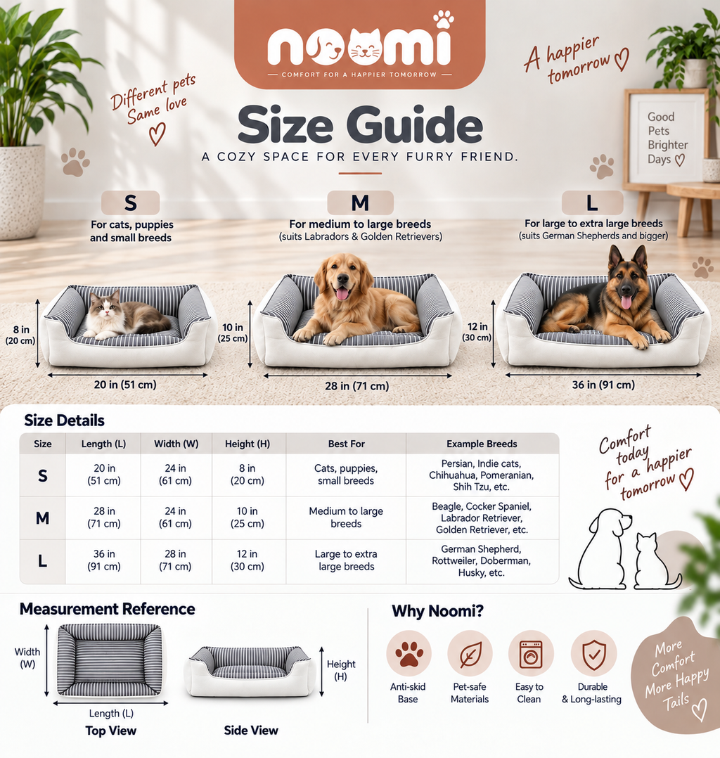 NOOMi Premium Velvet Pet Bed for Dogs & Cats – Soft, Cozy, Washable & Anti-Skid