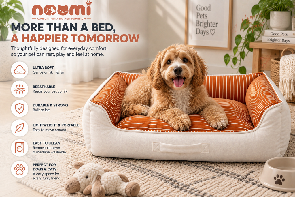 NOOMi Premium Velvet Pet Bed for Dogs & Cats – Soft, Cozy, Washable & Anti-Skid