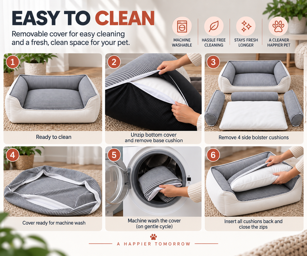 NOOMi Premium Velvet Pet Bed for Dogs & Cats – Soft, Cozy, Washable & Anti-Skid